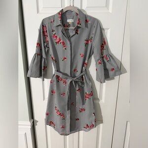 Calvin Klein Midi Dress with Embroidered Floral Accents